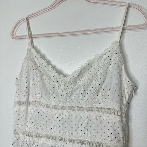 NSR Lace Midi Dress Sleeveless Fit & Flare Size M Micro Dot - Picture 4 of 13